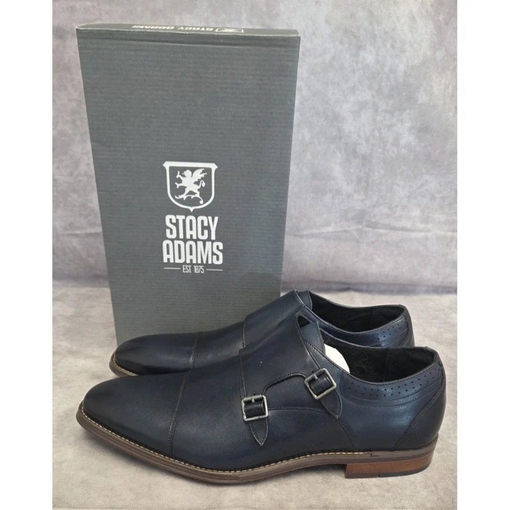 Stacy Adams Mens SZ 12D Nvy Dress Shoes Bayne SO - Picture 1 of 6